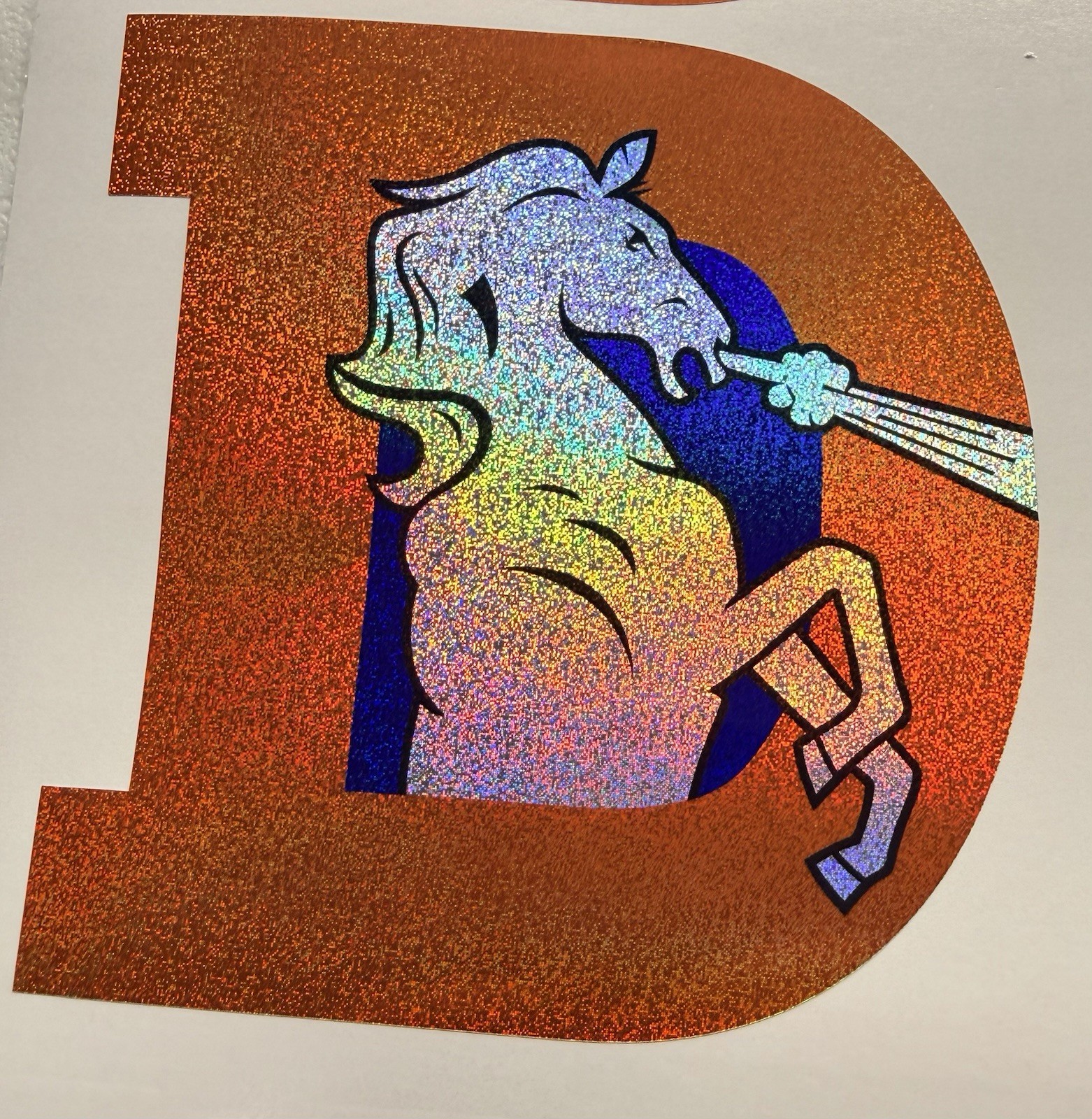 Denver Broncos Throwback Tiny Sparkle Holographic Vinyl Decal