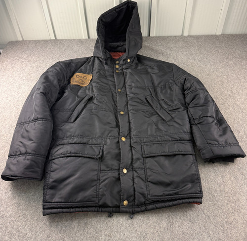 D&G, Vintage Dolce Gabbana Jacket Mens Large Black Puffer Detachable Hood Italy D&G