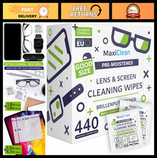 Pre-Moistened Lens Wipes 440 Pack - Streak-Free Glasses Screen Cleaner, Bulk I