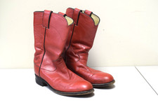 Vintage Justin Red Leather Roper Western Cowboy Boots Women's Size 6.5 B USA