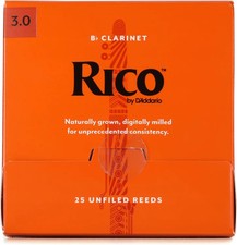 D'Addario Rico Bb Clarinet Reeds - 3.0, 25-pack