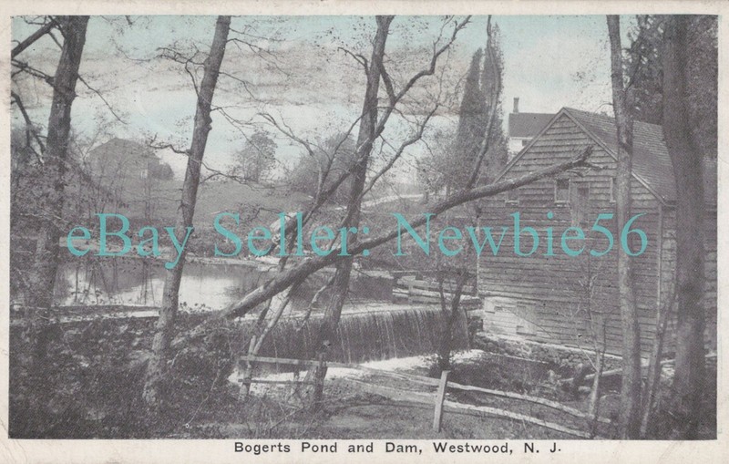 Westwood NJ - BOGERTS POND & DAM - Postcard Bergen County