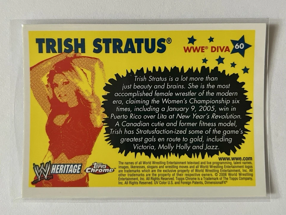 Trish Stratus 2006 Topps Chrome WWE Heritage #60 Diva Wrestling Trading Card - Image 4 of 4