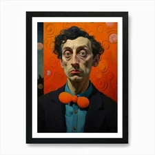 Man Portrait Painting, Mid Century  Framed Wall Art Poster Canvas Print Picture