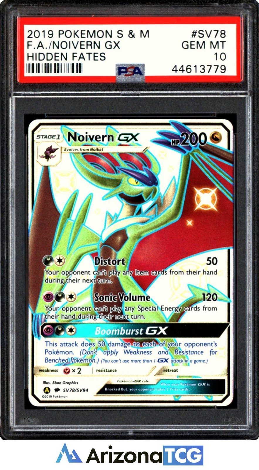 Pokemon 2019 Noivern GX SV78 Full Art Shiny Vault Hidden Fates GEM MINT PSA 10