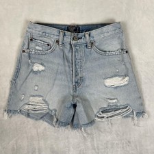 Abercrombie Fitch Shorts Womens 2 26 Blue High Rise 4" Short Distressed Denim