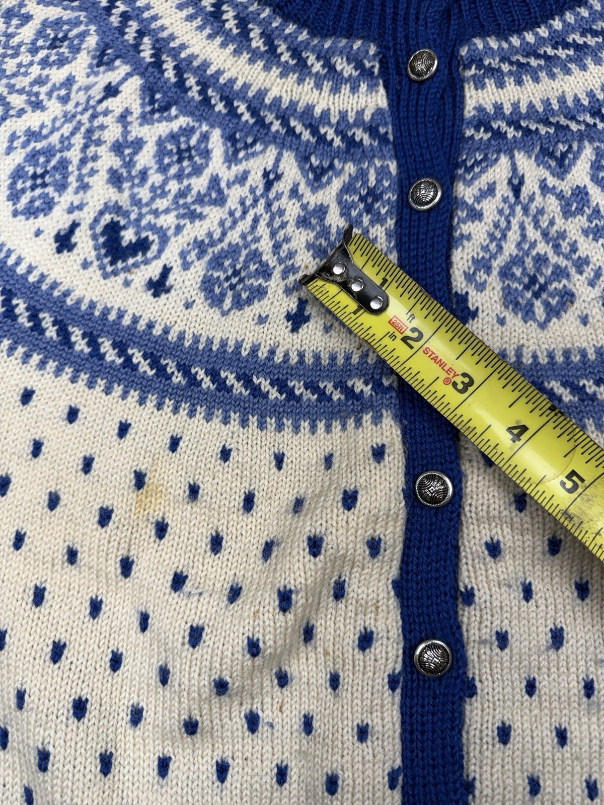 Vintage Cardigan Sweater Small Paul Mage 100percent Wool Fair Isle Denmark 60s Preppy image 8
