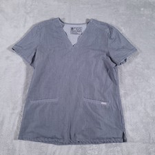 FIGS Casma Scrub Top Womens S Grey Technical Collection V-Neck Short Sleeve