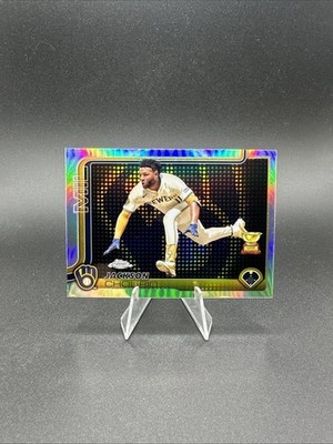 2025 Topps Chrome Jackson Chourio Lightboard Logo Refractor SP Brewers
