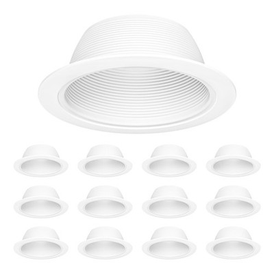 6 Inch Can Light Cover,12 Pack White Can Light Trim,Step Baffle with Detachab...