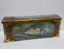 Baule con veliero in latta Vintage 