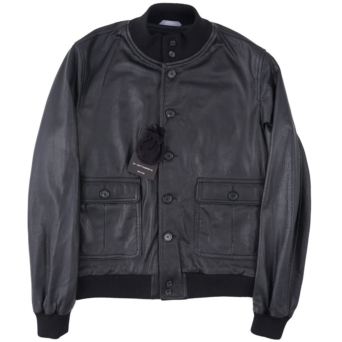 Hettabretz Soft Grained Black Deerskin Leather Bomber Jacket M (Eu 50) NWT