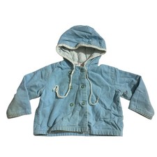 Vintage 60s Corduroy Children Kids Double Breasted Jacket Hooded by Debby Dare