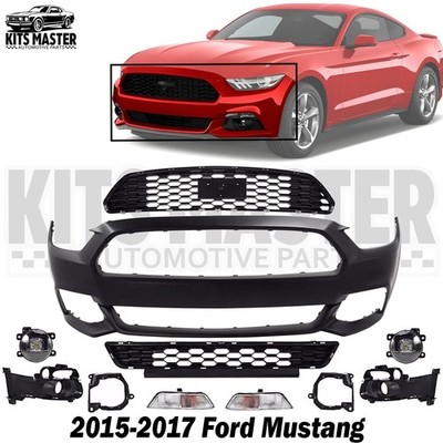 NEW Front Bumper Cover Primed & Grille Assembly Kit For 2015-2017 Ford Mustang