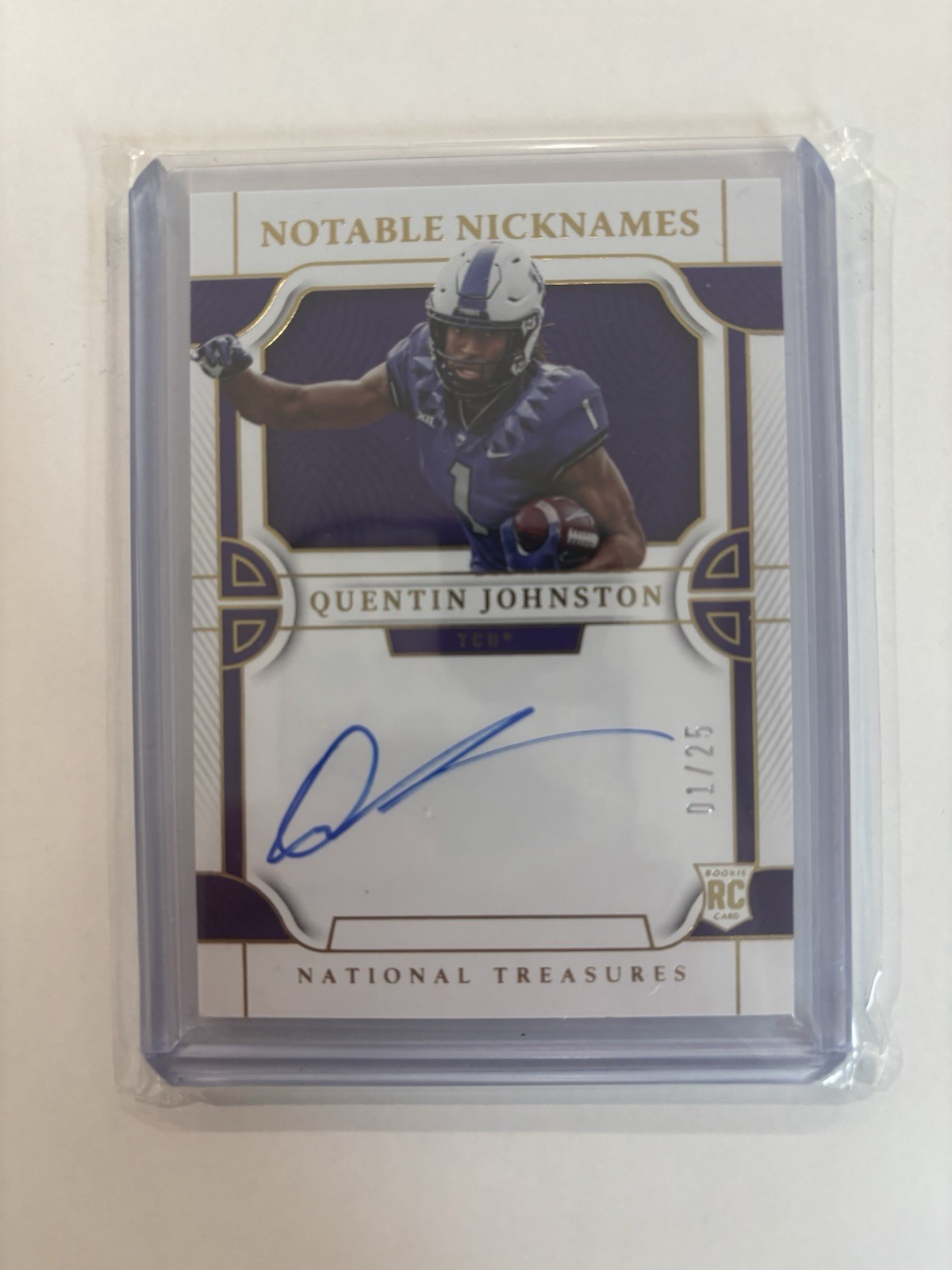 2023 National Treasures QUENTIN JOHNSTON Collegiate Notable Nicknames AUTO #/49