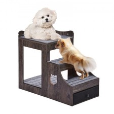 NEW HOT/ Pet Bunk Bed with Removable Stairs, Dog/Cat Window Perch with Storage,