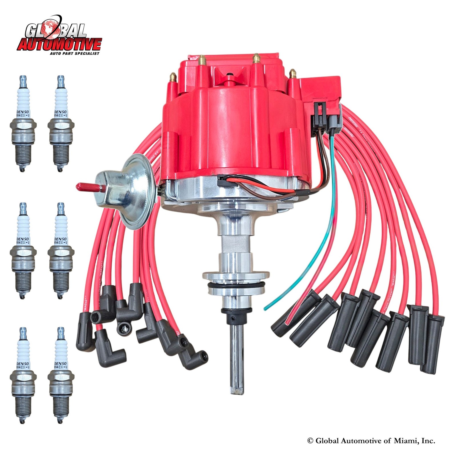 HEI Distributor Set Coil Spark Plugs Wires for Dodge V8 318 5.2 340 5.6 360 5.9