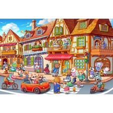 100 Pieces Jigsaw Puzzles For Kids Animal Town Cartoon Street Board Game Toy