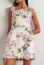 Oscar De La Renta Cherry Blossom Tweed Embroidery Dress Size 6  AUTHENTIC NWT