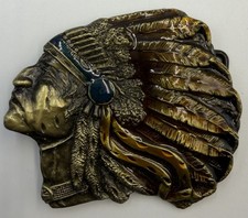 Native American Indian Headdress Belt Buckle