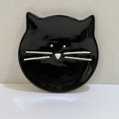 Basis black cat spoon rest plate 6'' Kitchen decor server dinner