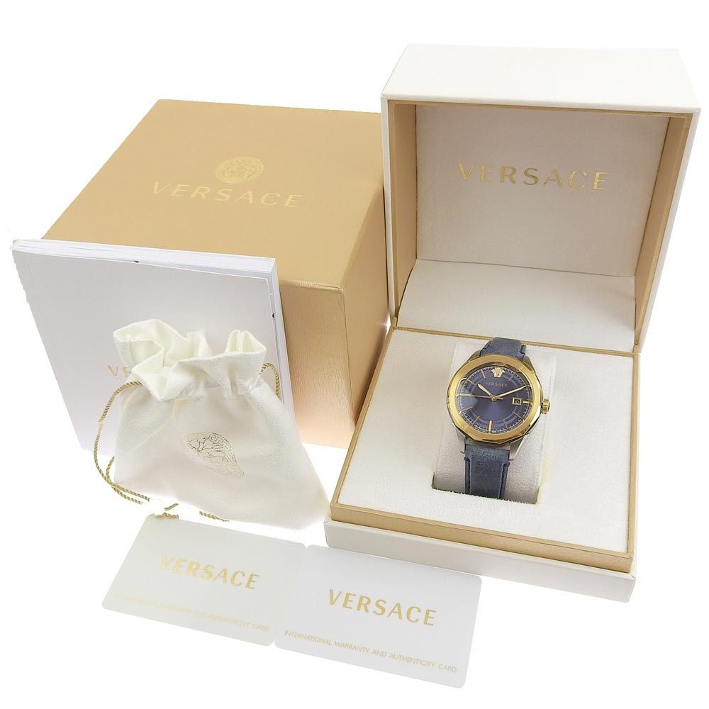 Versace VERA WR5 Men's Gold Stainless Steel Leather Watch Quartz Analog Used thumbnail 7