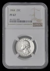 1964 USA. Washington Quarter NGC PF 67. Silver. Philadelphia Mint. KM-164.