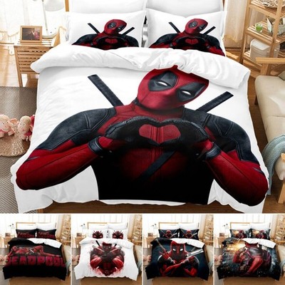 Deadpool Bettwäsche Set 2 Stück Quilt Duvet Cover Schlafsaal Einzel Doppel