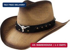 Straw Western Cowboy Hats for Women and Men Vintage Cowgirl Hat Country Cow Girl
