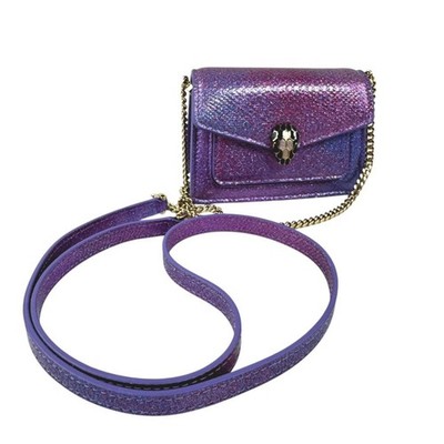 BVLGARI Serpenti Forever Micro Chain Shoulder Bag metallic Purple