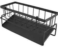 Self Draining Sponge Soap Holder Kitchen Sink Caddy Organizer Towel Rack Black