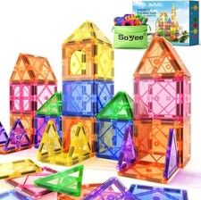 Magnetic Tiles Toddler Toys Magnetic Building Blocks for Kids Ages 3-12 STEM ...
