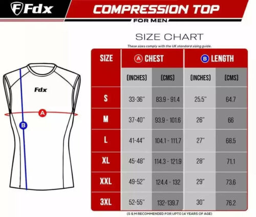 FDX Herren Compression Armour Base Layer Top Ärmellos Thermo Gym Sport Shirt - Bild 4 von 9