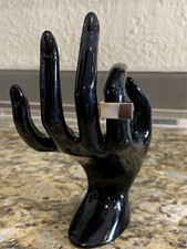 925 STERLING SILVER UNIQUE WHITE AND BROWN STONE RING - Size 5.5