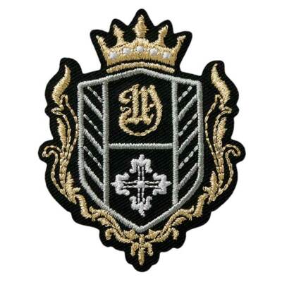 Mono Quick 1002x Wappen Applikation, Bügelbild, Patch, Royal blau schwarz gold