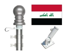 Iraq 3'x5' Polyester Flag & Spinner Flagpole Set w/Adjustable Bracket