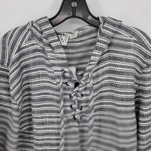 Sudadera con capucha Roxy Cabo Trip para mujer grande gris a rayas con cordones frontales mangas acampanadas nueva - Imagen 3 de 17