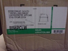 LIGHTOLIER 8096PCLW RECESSED 7" HORIZONTAL LENSED DOWNLIGHT CL WHITE FLANGE DAMP