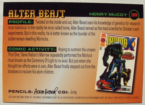1996 Fleer Marvel X-Men #39 - Alter Beast Age of Apocalypse - Picture 2 of 2