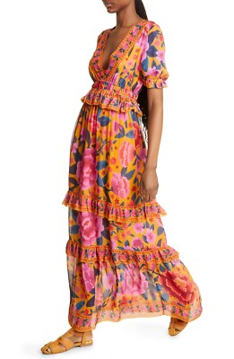 farm rio maxi flowers tiered ruffle mini dress FARM Rio Halter Floral Tiered Mini Dress