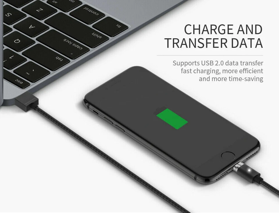 Cable de carga magnético micro tipo C WSKEN Mini 2 para iPhone 12 11 Samsung Android Foto 3 de 4