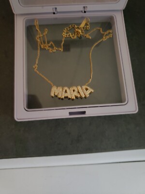 3D Name Necklace Gold Diamond Name Pendant Balloon Letter Necklace Initials NWOT