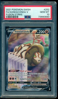 2021 Pokemon Fusion Strike #252 Sandaconda V Alt Art PSA 10 Gem