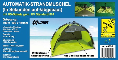 explorer pop up quick automatik strandmuschel