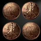 FOUR (4) -1 OZ Walking Liberty Half Dollar Round .999 Pure Copper Bullion (BU)
