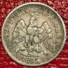 A VINTAGE HIGHER GRADE 1895 GoR MEXICO SILVER 10 CENTAVOS-DEC073