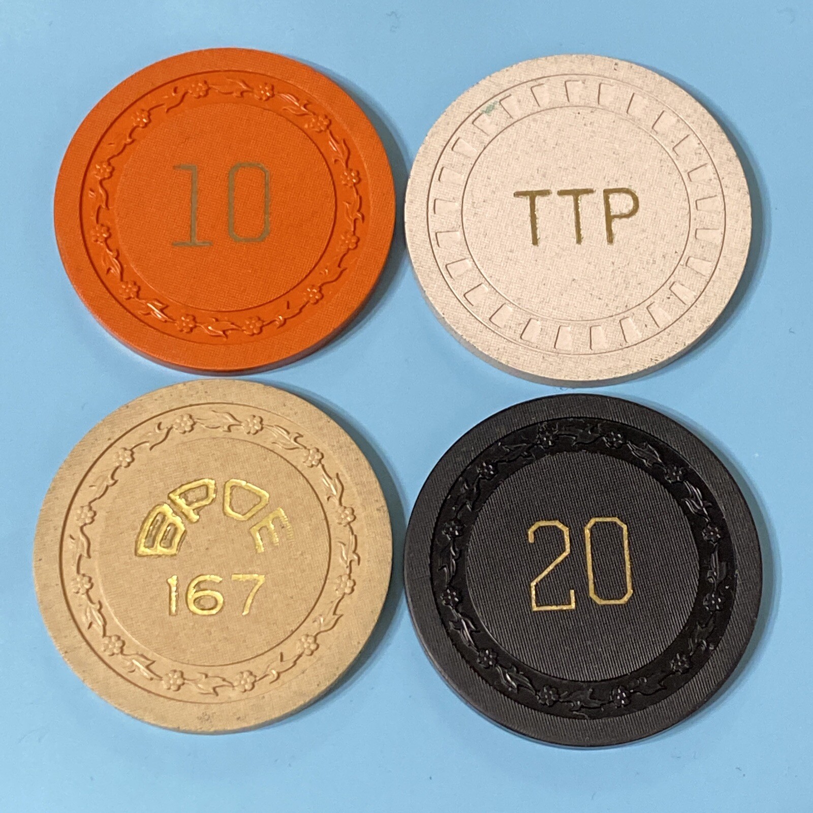 Set of 4 Vintage Elks Lodge BPOE 167 Selma, Alabama 1980s Clay