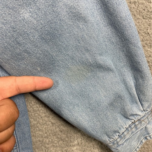 Highland Shirt Men's Large Denim Blue Fleece Lined Long Sleeve Shacket Workwear - Picture 3 of 16