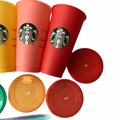 Starbucks Limited Edition Cup | Color Changing Glitter Cold Cups Glittery Reusable Cold Mug colour Tumbler fairytale Set of 5 (Box)