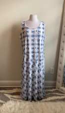 Chico’s Midi Length Blue Printed Mesh Sleeveless Dress size 16/18 NWT